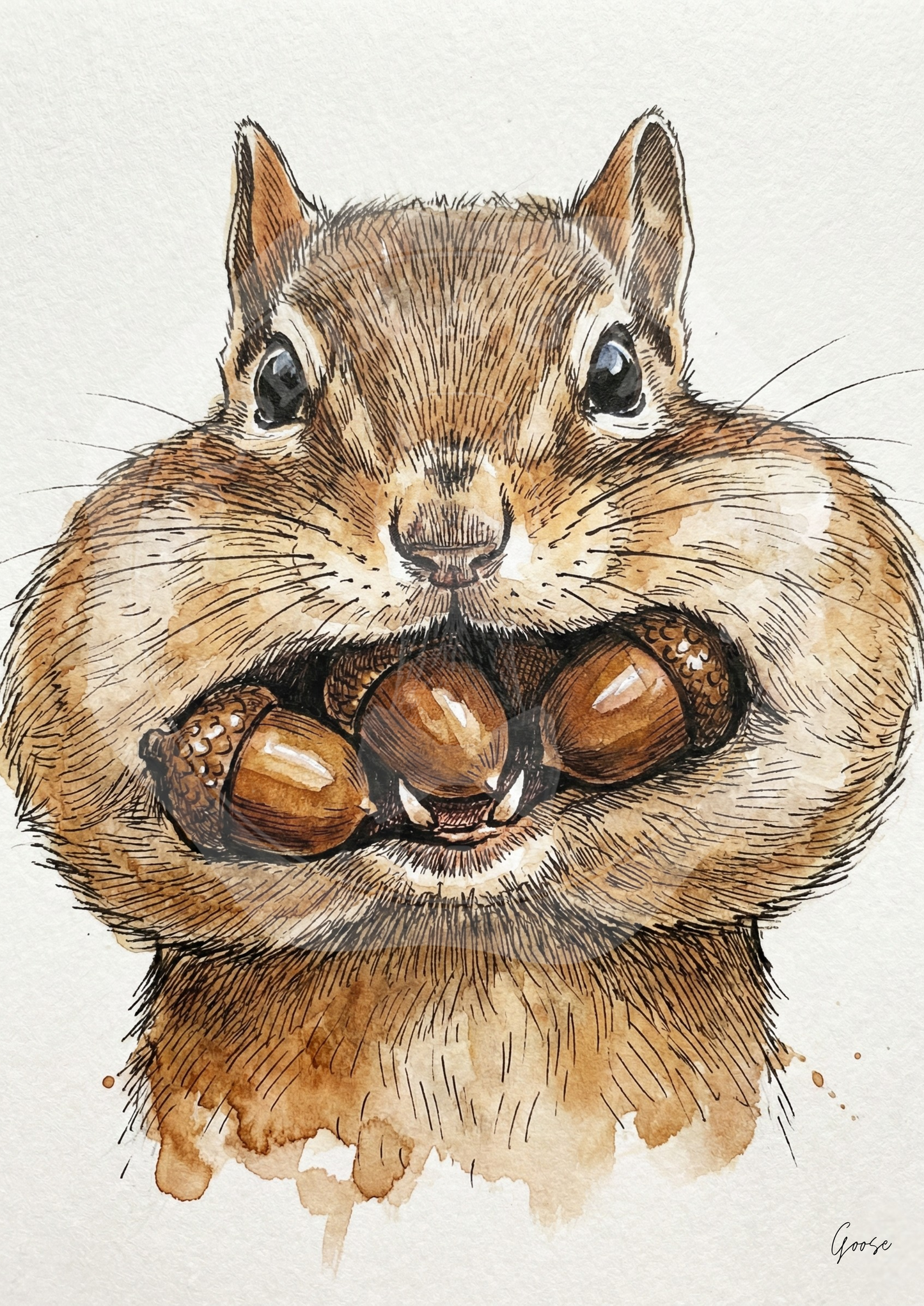 Printable poster - "Cute Squirrel with Acorns"