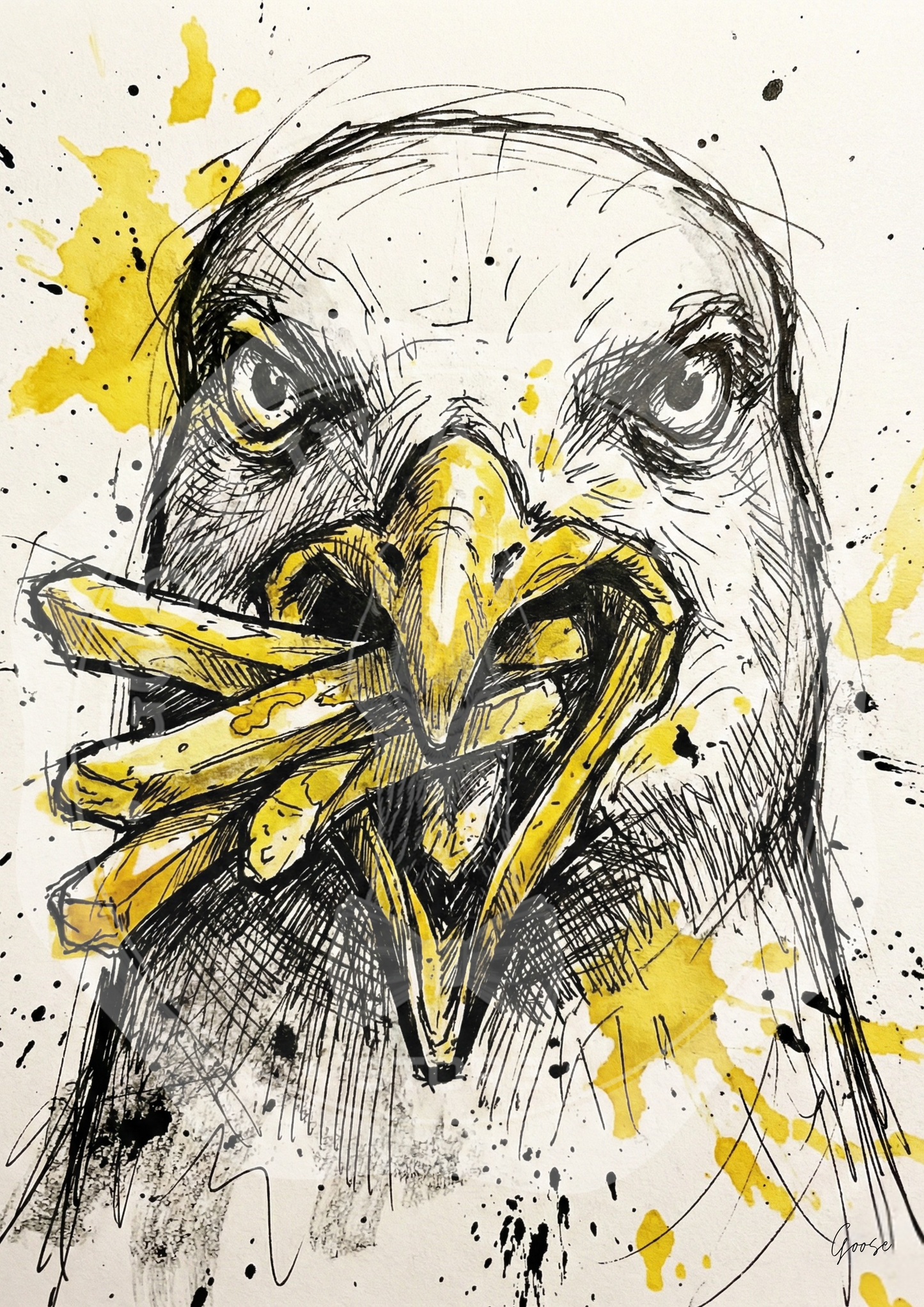 Plakat do druku- "Plażowy Bandyta" – Mewa z Frytkami