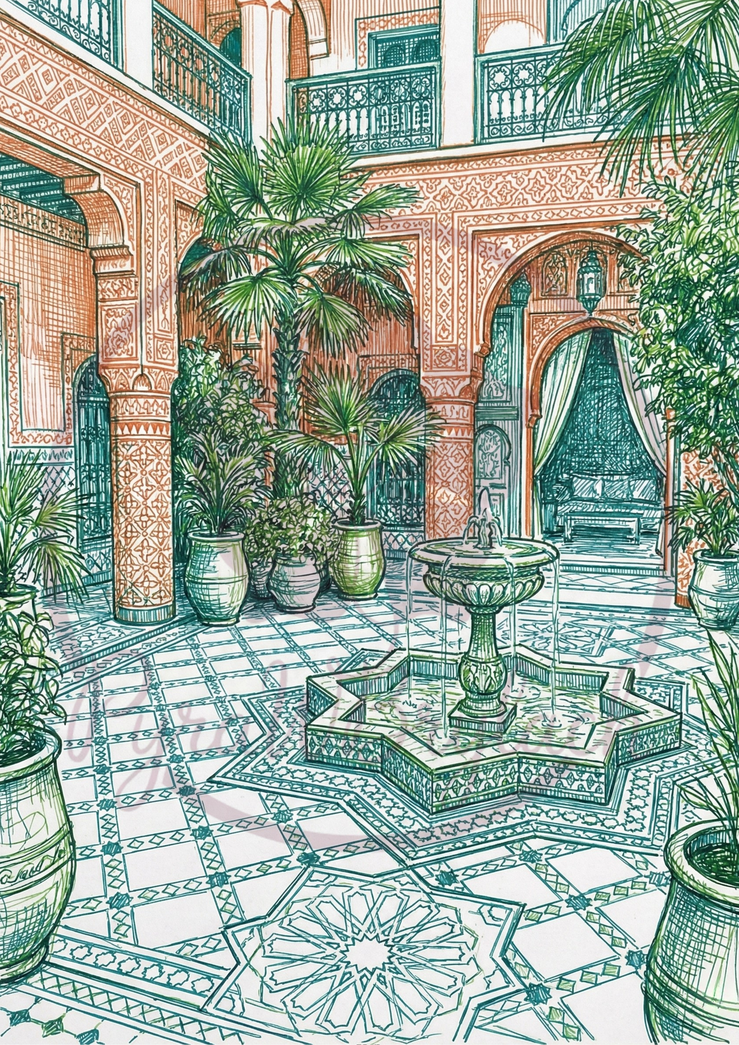 Plakat do druku- "Marrakesz Spokój w Cieniu Riad"