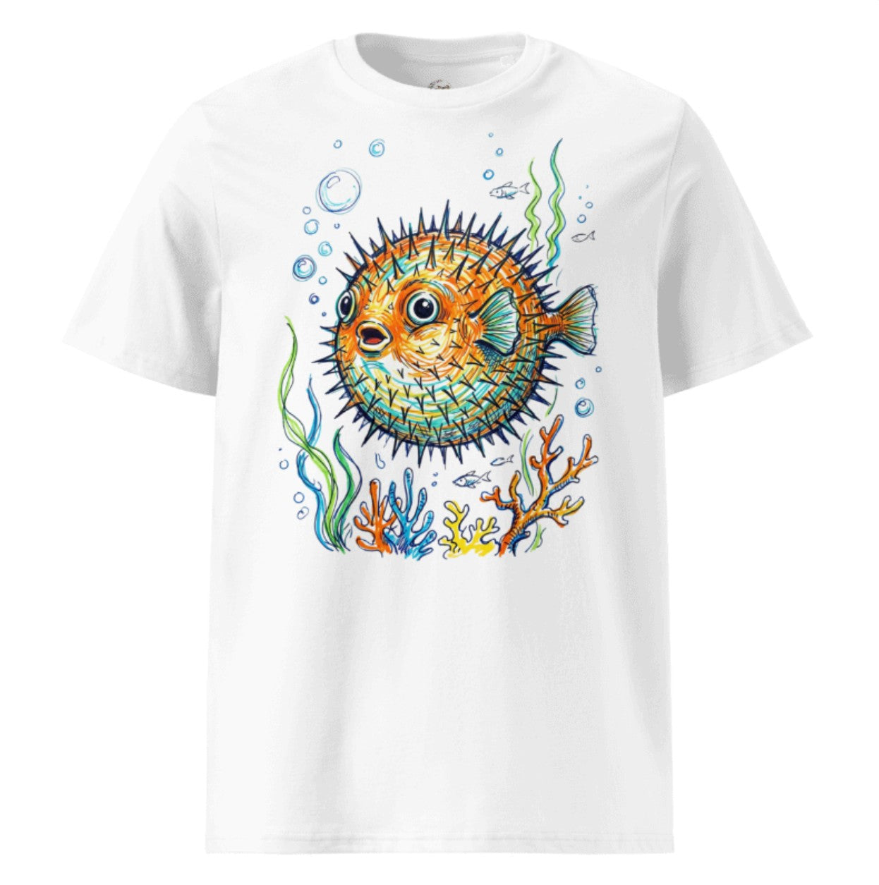 Premium T-Shirt "Kolorowa Rozdymka" – Artystyczny Ocean– 100% Bawełna Organiczna