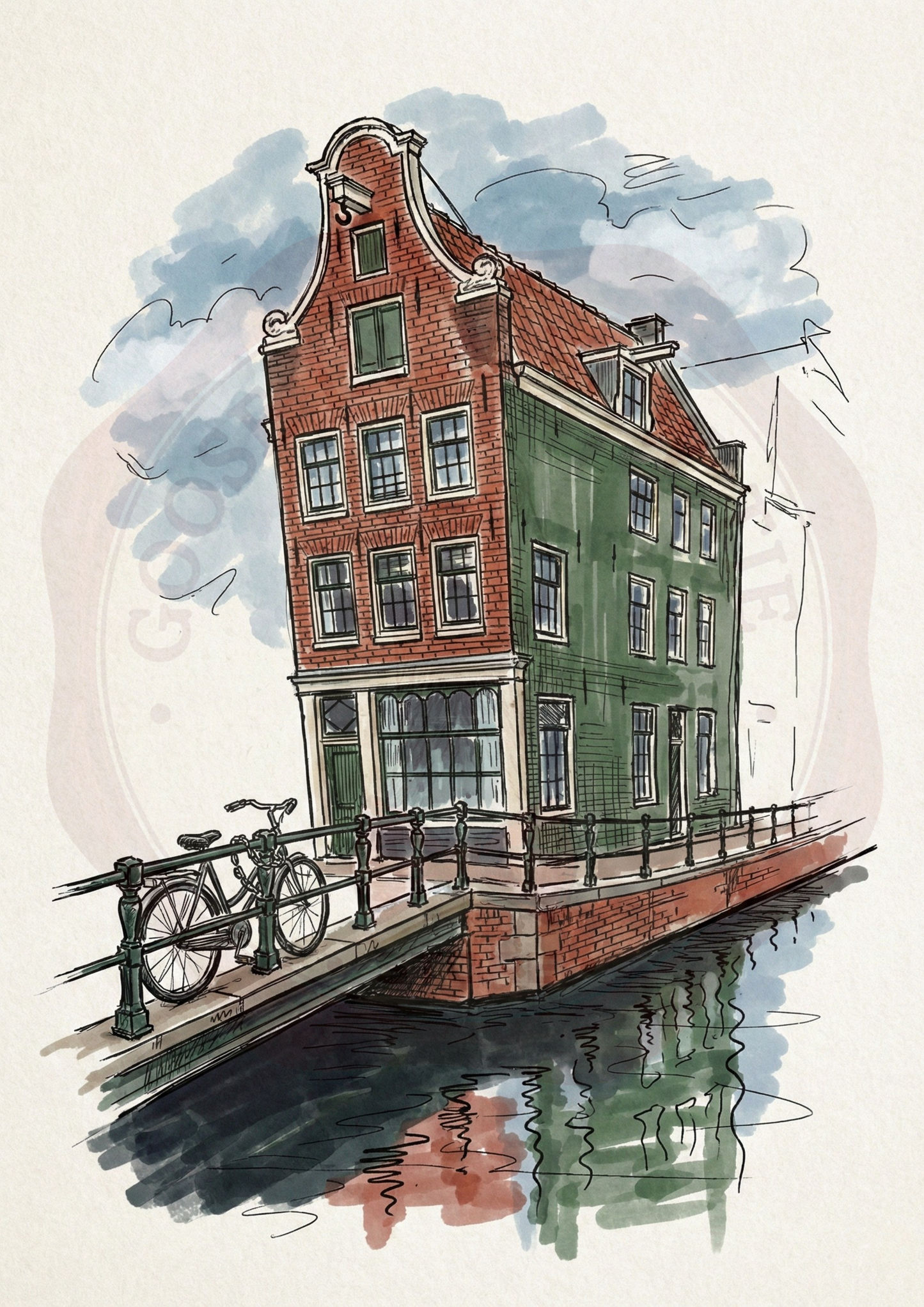 Plakat do druku- "Niedzielna cisza – Portret amsterdamskiej kamienicy"