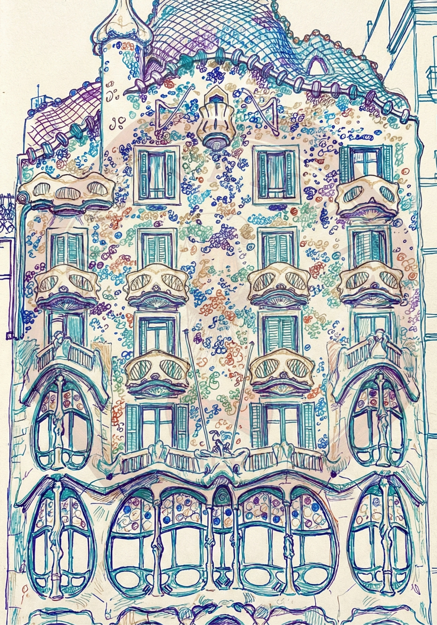 Plakat do druku- "Barwy Barcelony – Casa Batlló"