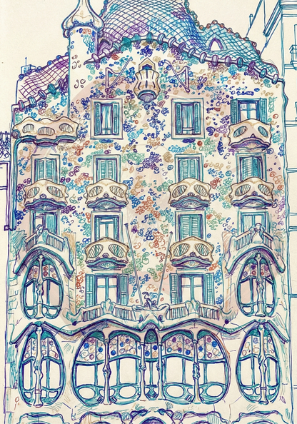 Plakat do druku- "Barwy Barcelony – Casa Batlló"