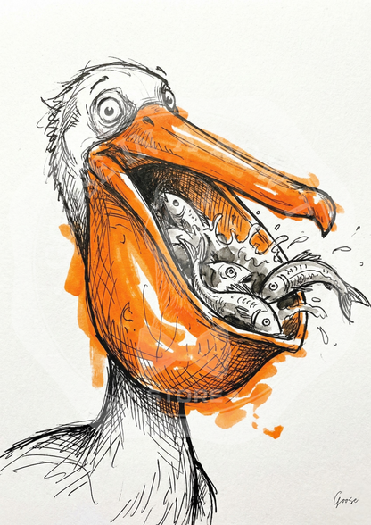Printable poster - "The Hungry Pelican"