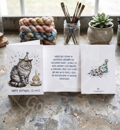 Kartka Urodzinowa: Grumpy Cat – "Happy Birthday... (I Guess)" (A5)- Drukowana