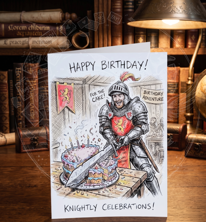 Rycerskie Urodziny – Kartka Okolicznościowa "Knightly Celebrations" (A5)- Drukowana