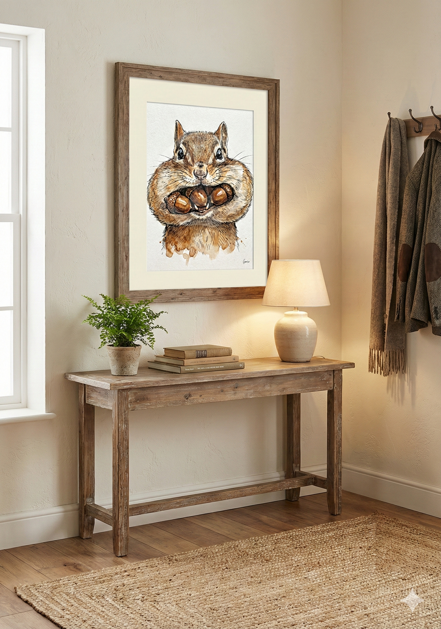 Printable poster - "Cute Squirrel with Acorns"