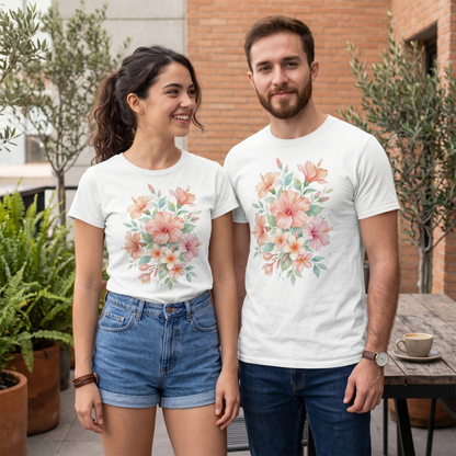 Premium T-Shirt – "Tropikalny Hibiskus"-100% Bawełna Organiczna