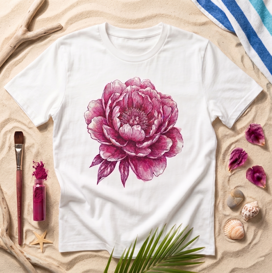 Premium T-Shirt – "Różowa Peonia" 100% Bawełna Organiczna