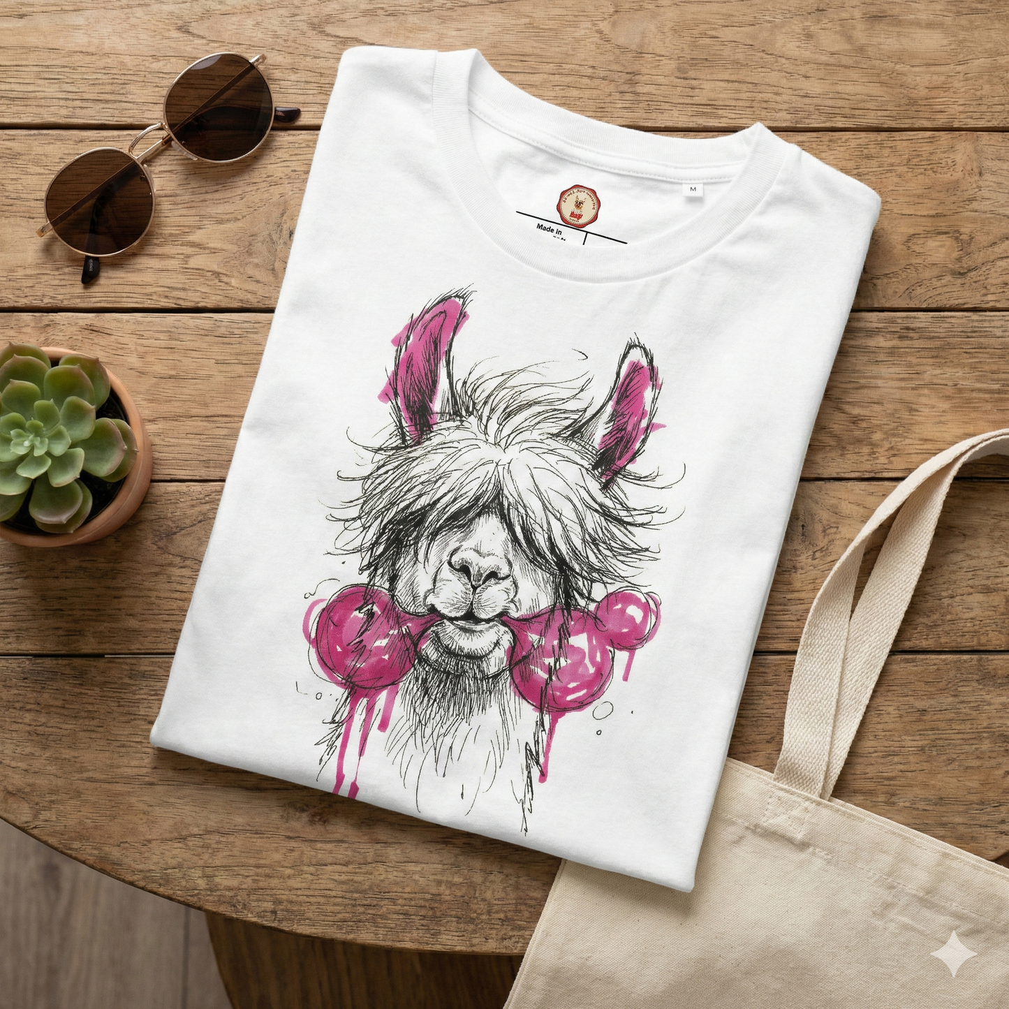 Premium T-Shirt "Lazy Llama" - 100% Organic Cotton