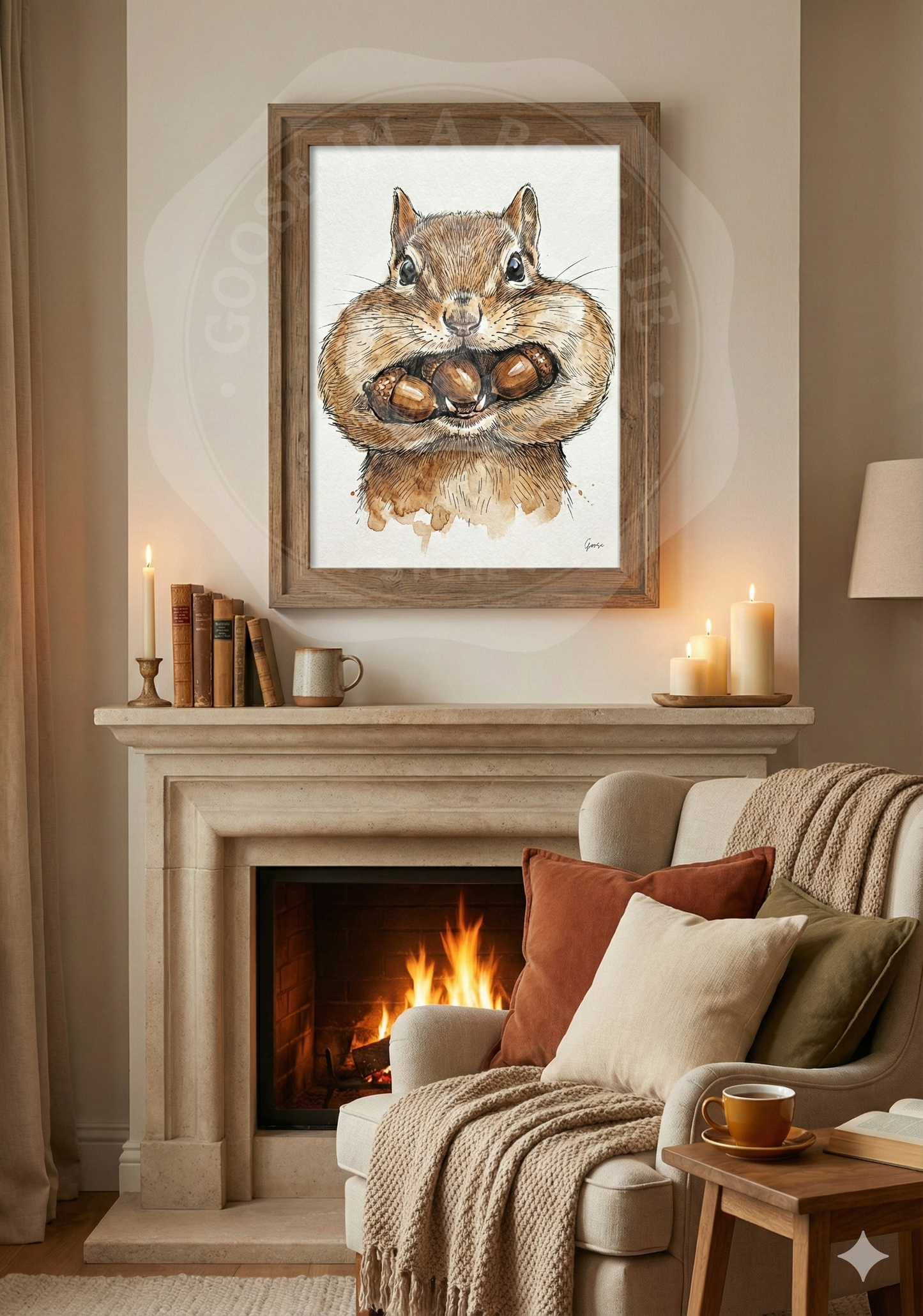 Printable poster - "Cute Squirrel with Acorns"