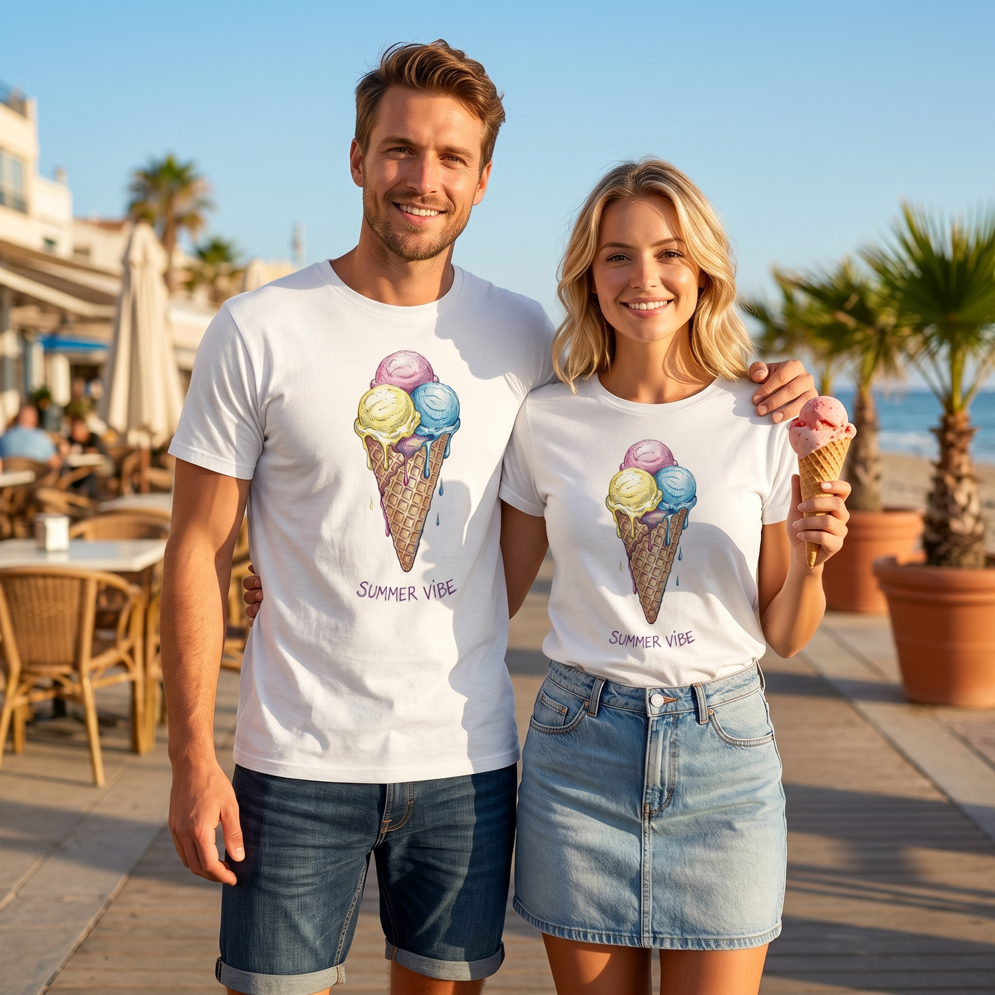 Premium T-Shirt –"Summer Vibe"- 100% Bawełna Organiczna