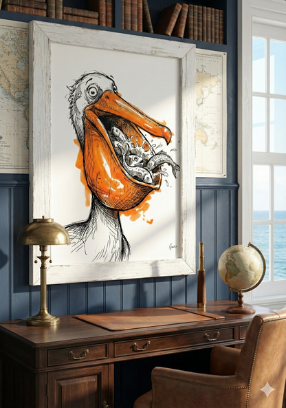 Printable poster - "The Hungry Pelican"