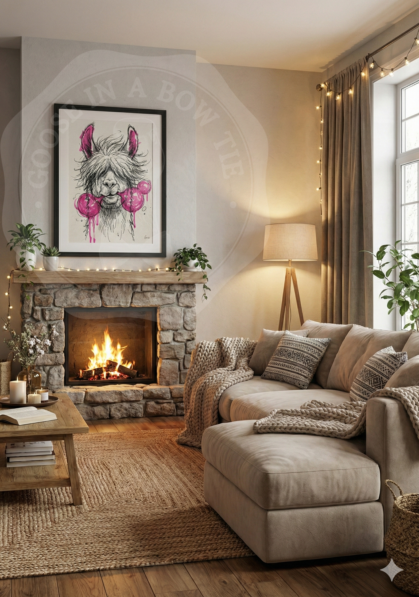 Printable poster - "Cool Llama with Pink Bubblegum"