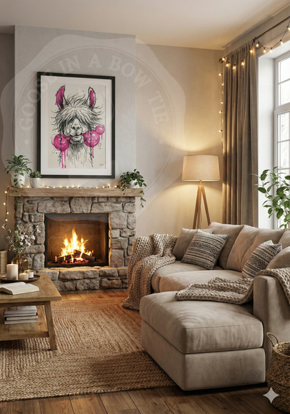 Printable poster - "Cool Llama with Pink Bubblegum"