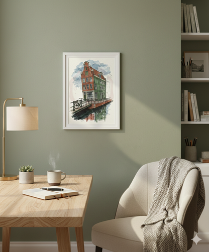 Plakat do druku- "Niedzielna cisza – Portret amsterdamskiej kamienicy"