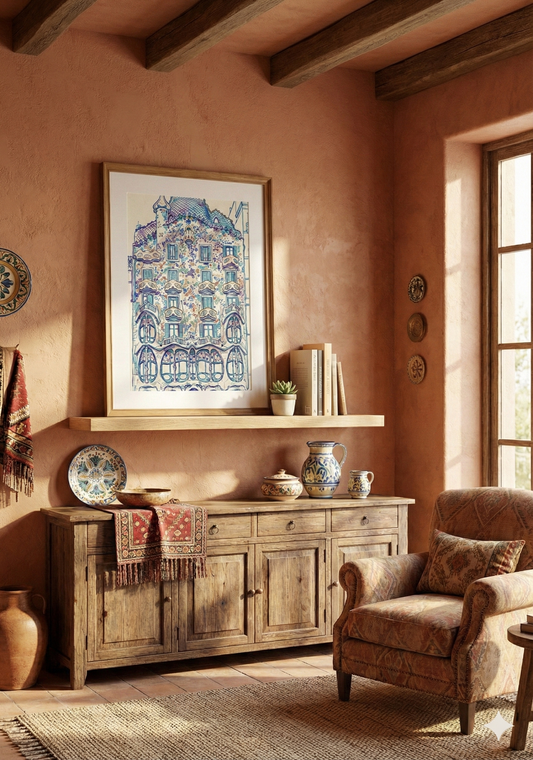 Plakat- "Barwy Barcelony – Ilustracja Casa Batlló"