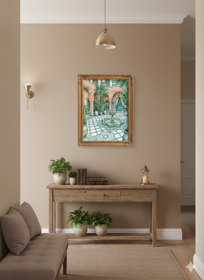 Plakat do druku- "Marrakesz Spokój w Cieniu Riad"