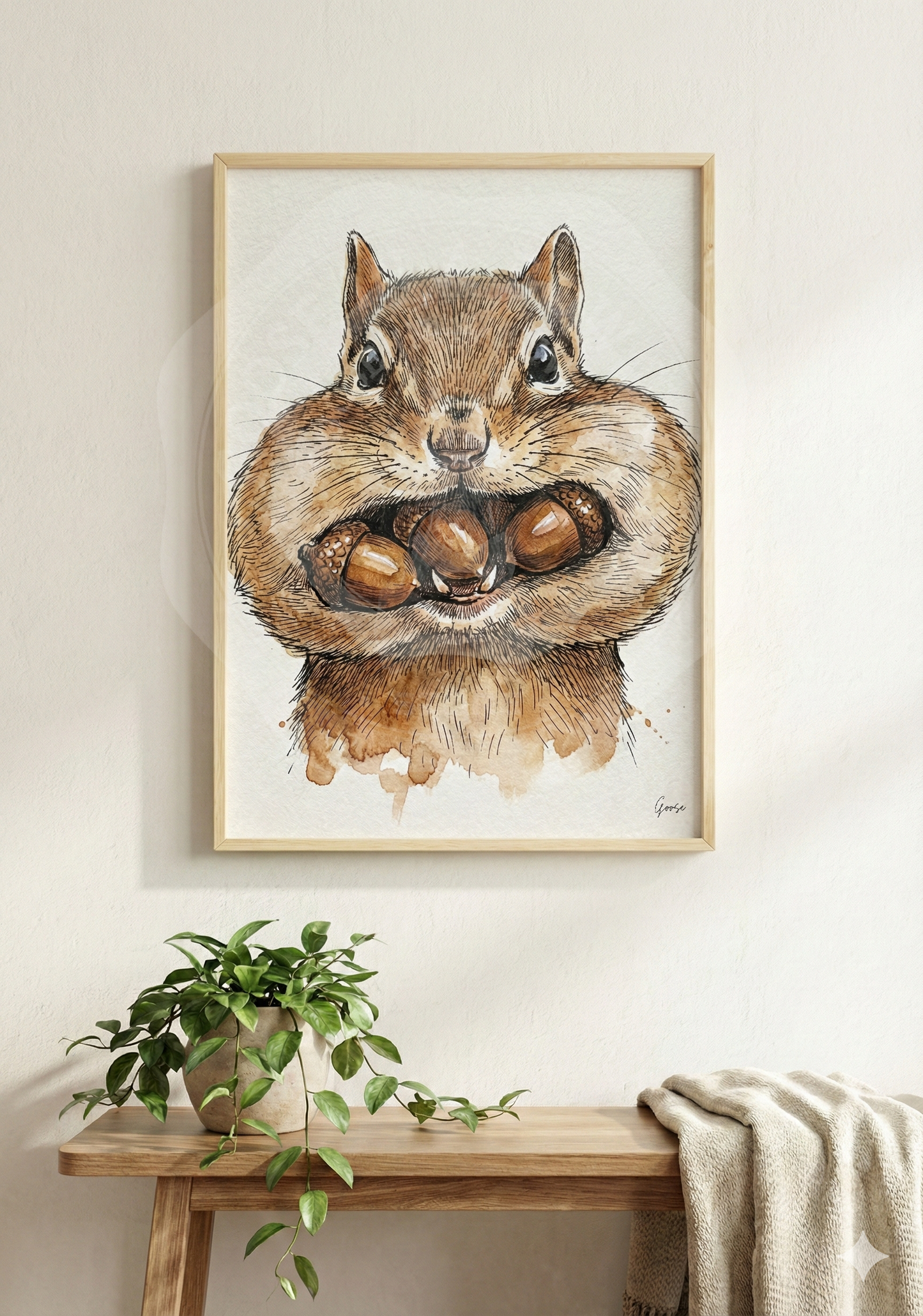 Printable poster - "Cute Squirrel with Acorns"