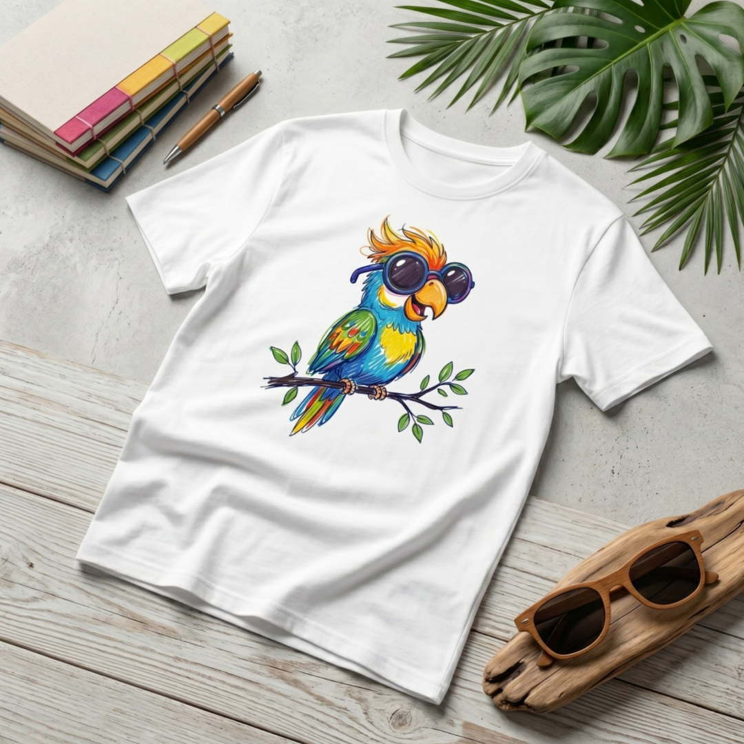 Premium T-Shirt –"Chill Parrot" 100% Bawełna Organiczna