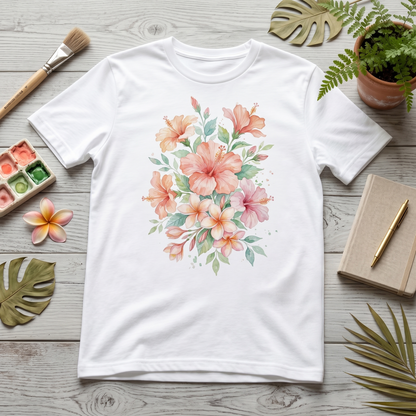 Premium T-Shirt – "Tropikalny Hibiskus"-100% Bawełna Organiczna