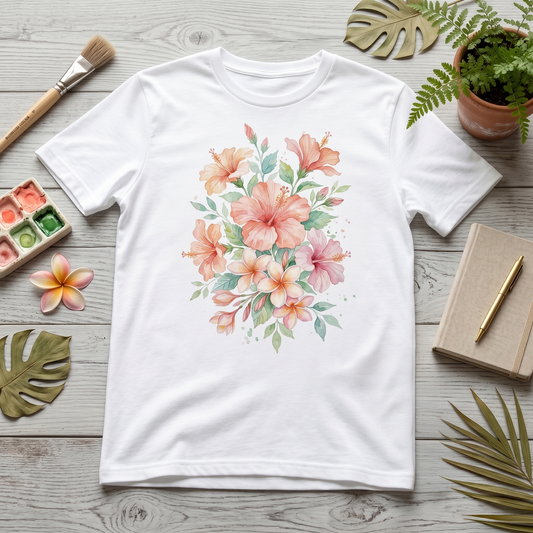 Premium T-Shirt – "Tropikalny Hibiskus"-100% Bawełna Organiczna