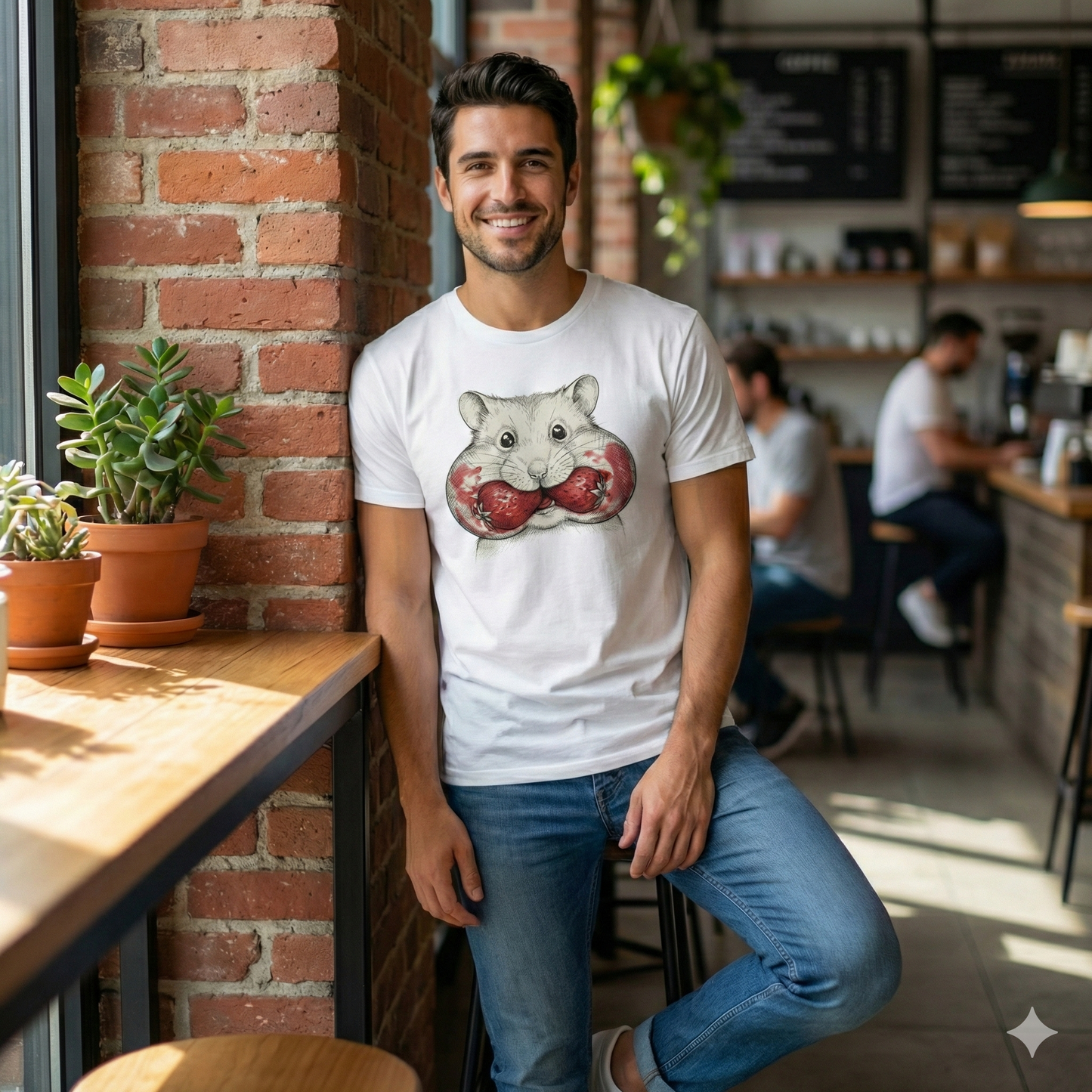 Premium T-Shirt "Strawberry Glutton" - Hamster - 100% Organic Cotton