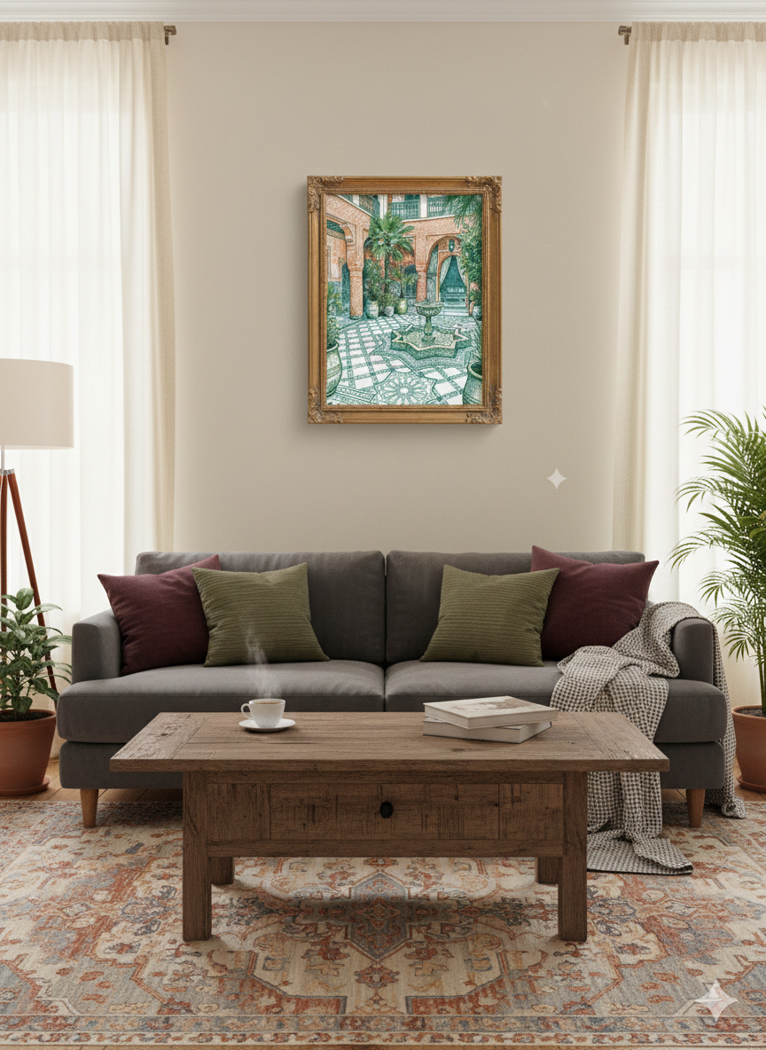 Plakat "Marrakesz Spokój w Cieniu Riad"