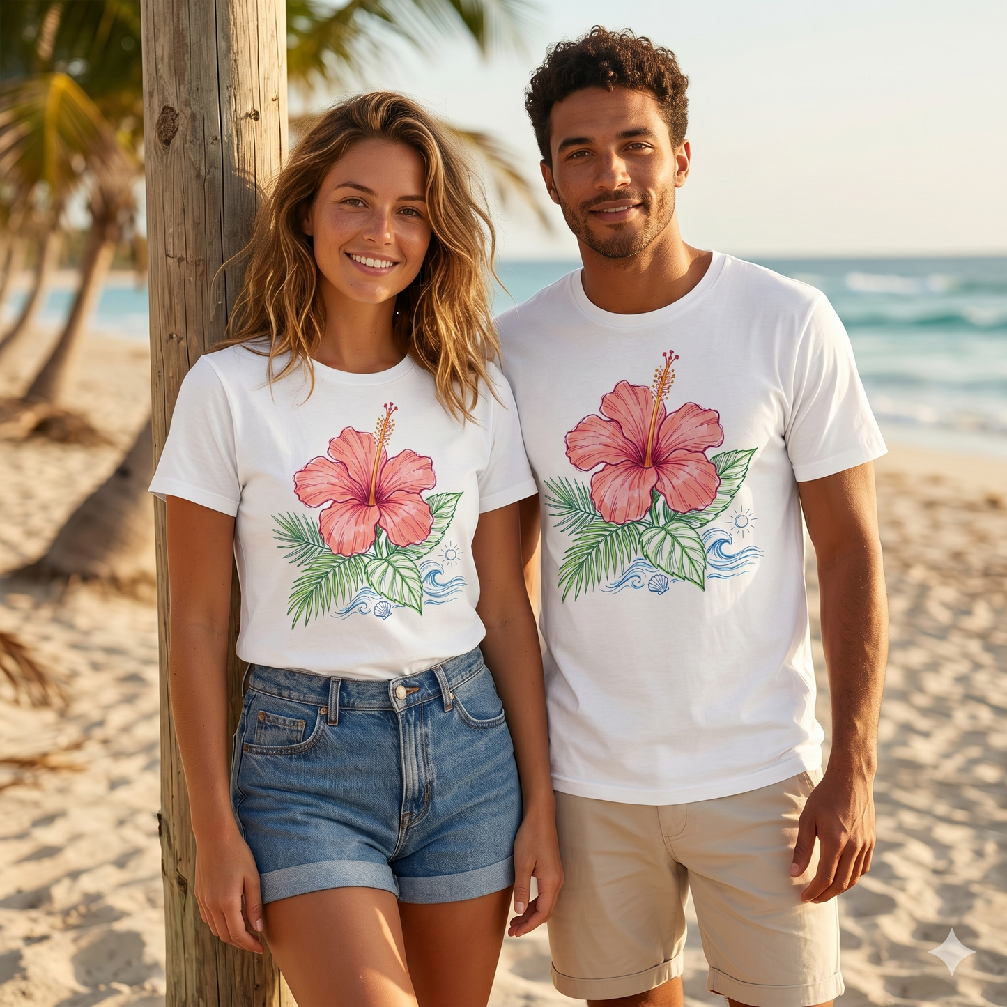 Premium T-Shirt –"Tropikalny Hibiskus"- 100% Bawełna Organiczna