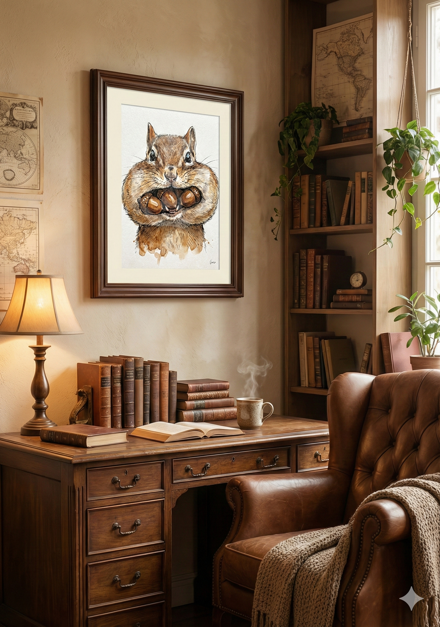 Printable poster - "Cute Squirrel with Acorns"