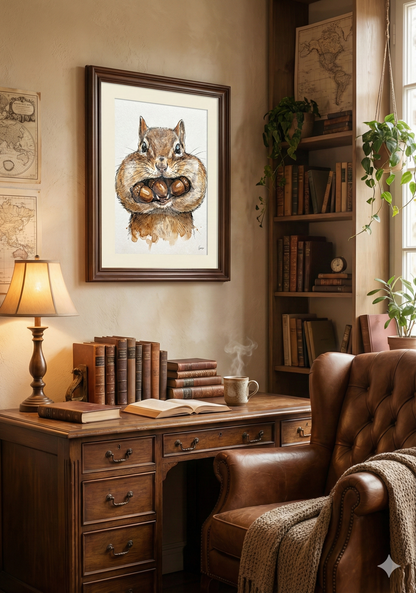 Printable poster - "Cute Squirrel with Acorns"