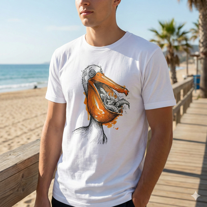 Premium T-Shirt "Gluttonous Pelican" - 100% Organic Cotton