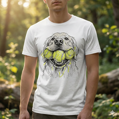 Premium T-Shirt "Triple Fetch" - Golden Retriever - 100% Organic Cotton