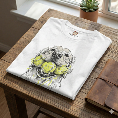 Premium T-Shirt "Triple Fetch" - Golden Retriever - 100% Organic Cotton