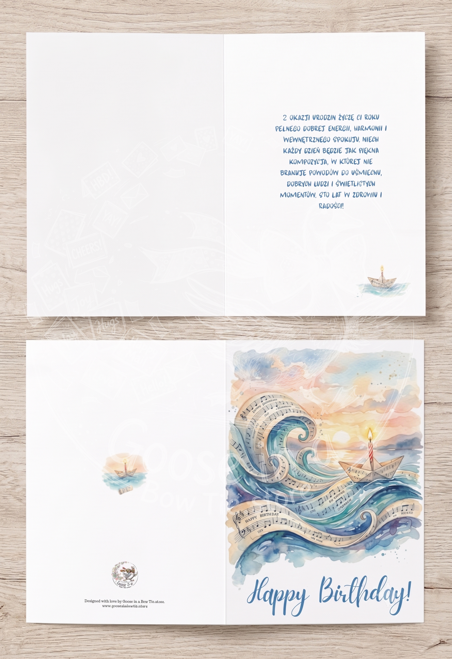 Wyjątkowa Kartka Urodzinowa "Muzyczny Ocean" - Drukowana