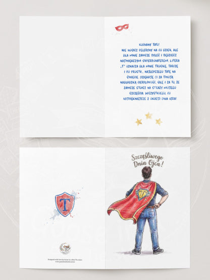 Wyjątkowa Kartka na Dzień Ojca "Tata Superbohater"- Drukowana